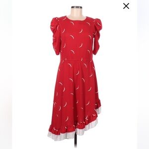 Vintage 80s Lucky Barbary red asymmetrical hem dress, size 9